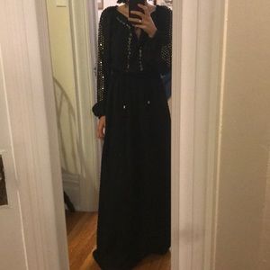 Black gown with gold embellishments